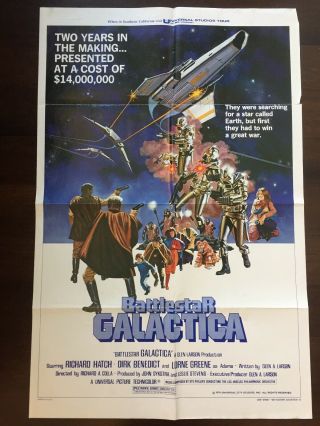 Battlestar Galactica 1978 Authentic Vintage Movie Poster 27 X 41 Rare Style D