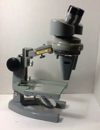 Vintage American Optcial Spencer Stereo Microscope W/ 2 Eyepieces,  3 Objectives