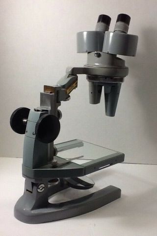 Vintage American Optcial Spencer Stereo Microscope w/ 2 Eyepieces,  3 Objectives 7
