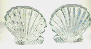 Vintage Blenko Art Glass Sea Shell Bookends Mid Century Modern (heavy)