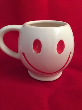 Mccoy Smiley Face Mug White With Red Smile,  Vintage,  Hippy Smiley Mug