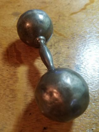 Tiffany & Co.  925 Sterling Silver Baby Rattle Dumbbell 5” Long Vintage