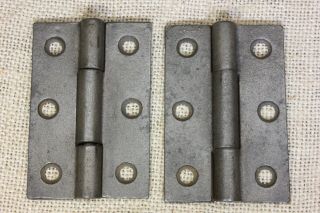 2 Door Butt Hinges 2 " X 3” Old Store Stock Vintage 1850’s Cast Iron 3 Knuckle
