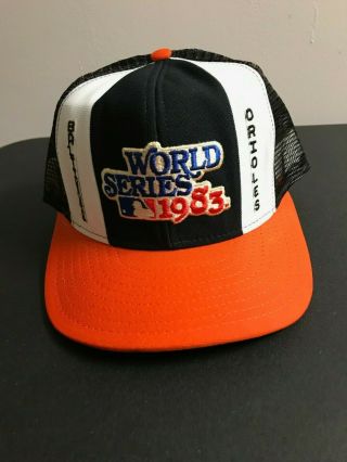 Vintage Baltimore Orioles Mlb World Series 1983 Trucker Hat Snapback Size L