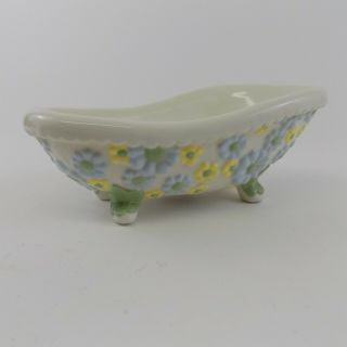 Handmade Soap Dish Ceramic Tub Floral Retro Vintage Country Home Decor