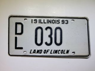 Vintage 1993 Illinois Dealer License Plate Low Dl 030