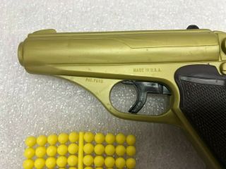 Vintage 1960s Rayline Zebra II Toy Ray Gun Plastic Pellet Automatic Pistol Gold 6