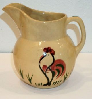 Rooster Pitcher Watt Pottery Made In Usa 15 Farmhouse Rustic Decor Vtg 7 " Tall