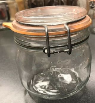 Vintage Le Parfait France Glass Canning Jar Gasket And Lid.  5 L Liter Wire Bail