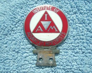 Vintage 1960s Institute Of Advanced Motorists Car Badge - Enamel Bumper Bar Emblem
