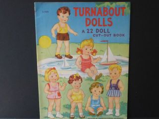 Vintage Turnabout Dolls Cut - Out Paper Dolls,  Uncut Book 1943