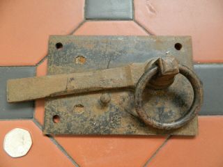 Antique Vintage Heavy Wrought Iron Door Gate Latch Lock