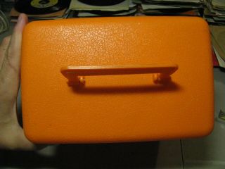 vintage 45 plastic case,  vinyl storage box,  Lustro Ware with handle ORANGE 3