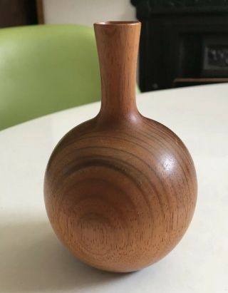 Vintage Mid Century Turned Tasmanian Wood Bud Vase Danish Style
