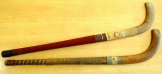 2 Vintage Wood Field Hockey Sticks Wright & Ditson College And M.  C.  C.  Co.  England