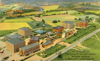 Vintage Linen Postcard Calvert Distilling Co Baltimore Maryland Md