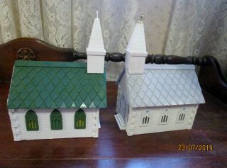 2 Vintage Plasticville Churches O O27 Scale Cc8 & Cc8g