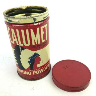 Calumet Baking Powder Vintage 1/2 Lb Tin Can Advertising Double Acting Made Usa