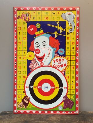 Vintage 1940’s Poky The Clown Target Game Rare & Hard To Find Wyandotte Tin Toys