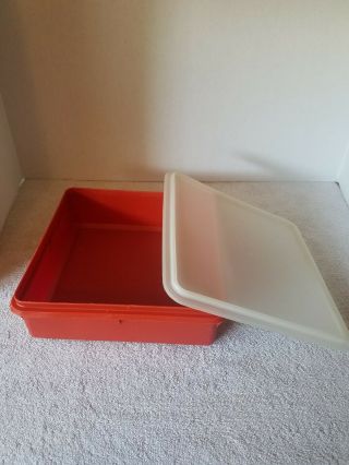 Vintage Tupperware Stack N Store 9” X 9” Paprika 514 - 4 With Clear Lid