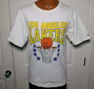 Vintage 1980s Los Angeles Lakers Nba Basketball Logo 7 T Shirt Men 
