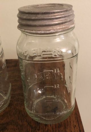 2 Vintage Eagle Mason Jar - 20 Ounces,  1930 - 60 ' s Clear w/zinc lids 3