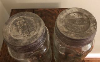 2 Vintage Eagle Mason Jar - 20 Ounces,  1930 - 60 ' s Clear w/zinc lids 4