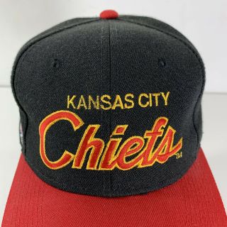 Vintage Kansas City Chiefs NFL Sports Specialties Script Snapback Hat Black Red 2