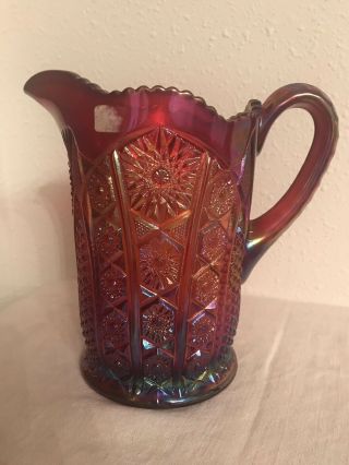 Vintage Red Carnival Imperial Glass Sunset Pitcher