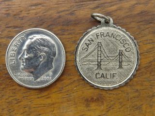 Vintage Silver California State San Francisco Golden Gate Bridge Disc Charm