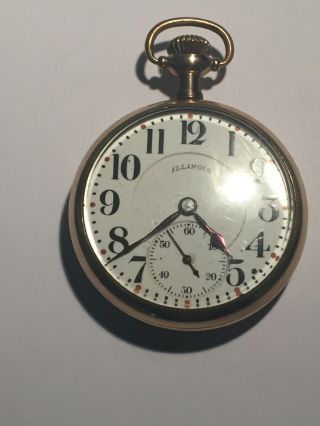 Vintage Rare Old Illinois Pocket Watch 17 Jewel 20 Year Watch Can 