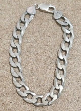 Vtg Sterling Silver Figaro 925 Italy Chain Link Bracelet Double Sided - 8 1/4 "