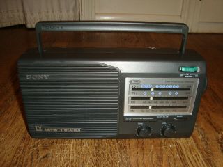 Great Sony Icf - 34 Portable Am/fm/tv/weather Radio Ac/dc Vintage