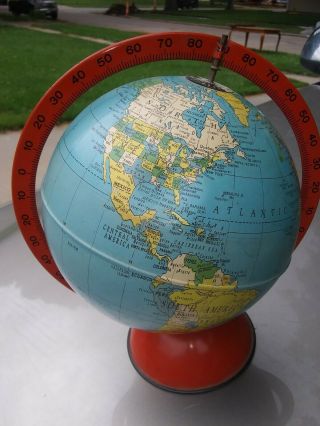 Small Vintage World Globe.  Ussr Yet.  9 Inch Diameter.