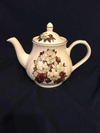Vintage Glynda Turley White Gardenia,  Golden Crown English Tea Pot