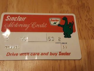 Vintage Sinclair Motoring Credit Card Gas Oil Service Station W Dinosaur Year 69
