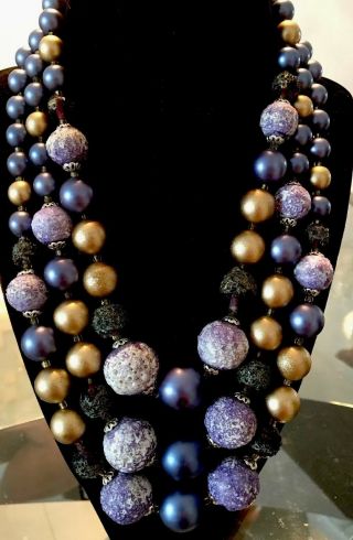 Stunning Vintage Estate Signed Japan Multi Color Bead 18 " Necklace Gift