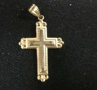 Vintage 14k Yellow Gold Small Cross Pendant Religious Charm For Necklace 1.  4 Gr
