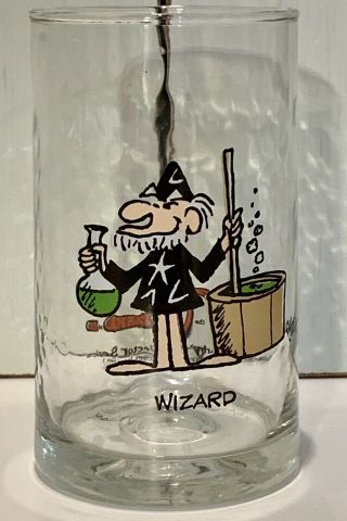 1983 Arbys Wizard Of Id Larsen King Drinking Glass Collector Promo Vtg