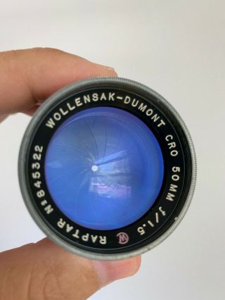 Wollensak 50mm f1.  5 Dumont Raptar Vintage Camera Lens Angenieux 10