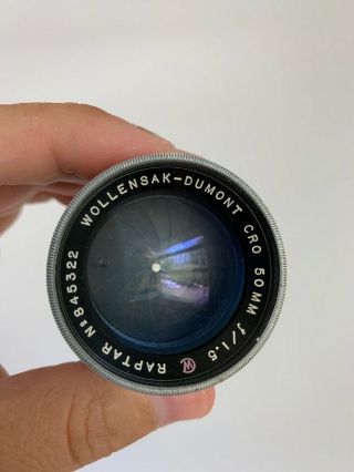 Wollensak 50mm f1.  5 Dumont Raptar Vintage Camera Lens Angenieux 11