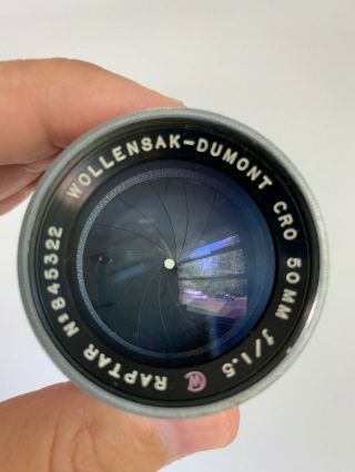 Wollensak 50mm f1.  5 Dumont Raptar Vintage Camera Lens Angenieux 12