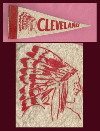 Vintage 1950’s Cleveland Indians Baseball Pennant Wow