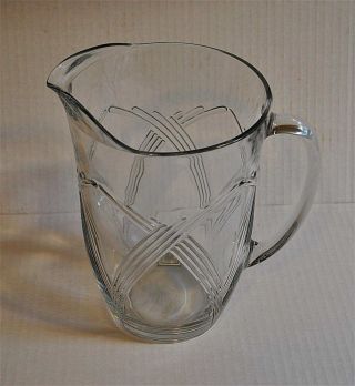 Vintage Anchor Hocking 80 Oz Glass Pitcher In Pattern Ahc 66