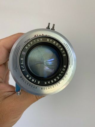 Wollensak 2 " F1.  5 Raptar In Alpax Shutter Vintage Camera Lens Angenieux