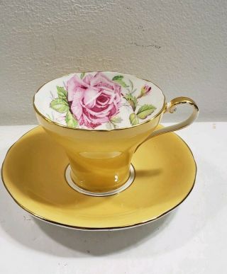 Vintage Ansley Yellow,  Gold Rose Teacup.  And Saucer 957