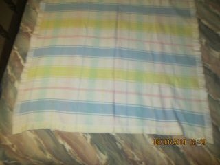 Vintage Carters Pastel Plaid Baby Blanket Acrylic Nylon Trim MADE IS USA 5