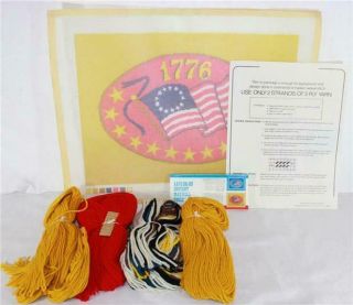 Vintage Vogart Betsy Ross Flag Yellow Maxwell House Coffee Promo Needlepoint Kit