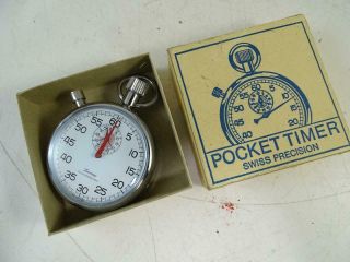 Vintage Swiss Precision Pocket Timer Stopwatch Lucerne Watch Switzerland Old