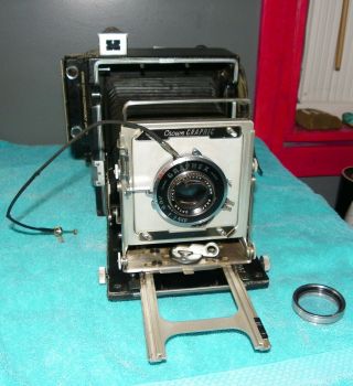 Vintage Graflex Crown Graphic 4x5 Large Format Camera Optar 135mm F/4.  7 Lens